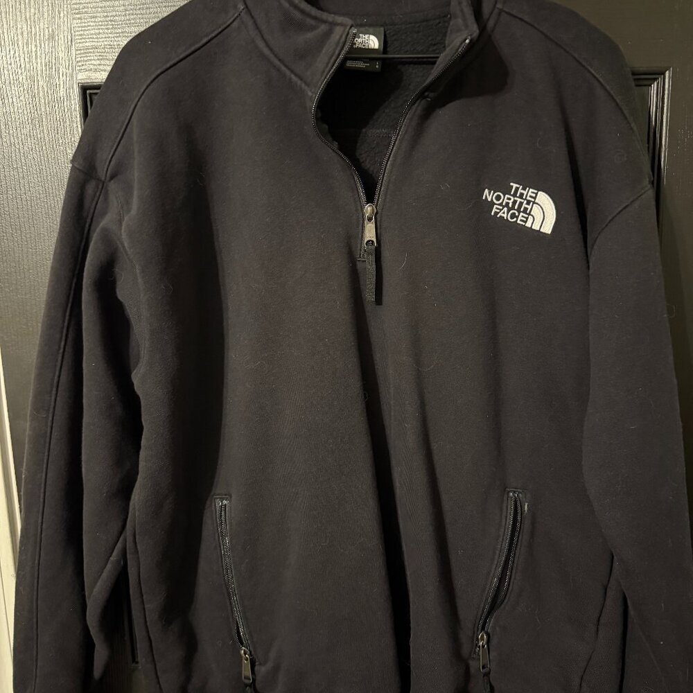 Mens North Face Quarter Zip Sweater Sweatshirt Black Large